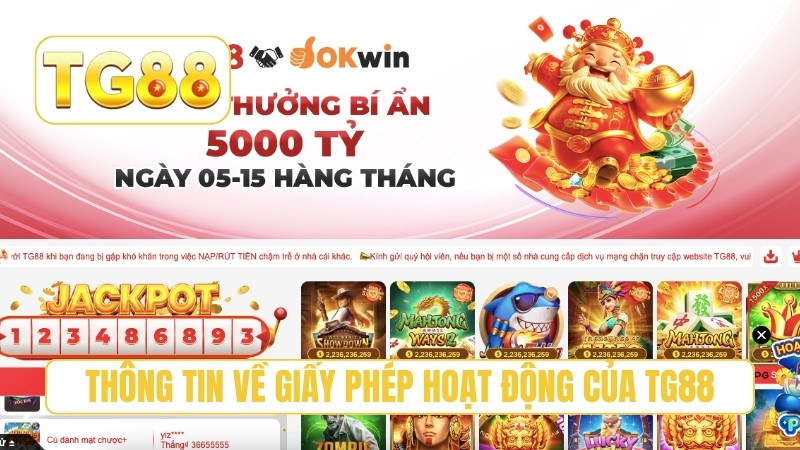 TG88 ⭐ Trang Chủ Chính Thức T11/2026 | TG88 Đăng Ký Bú 188K 18 Thông tin về giấy phép hoạt động của TG88